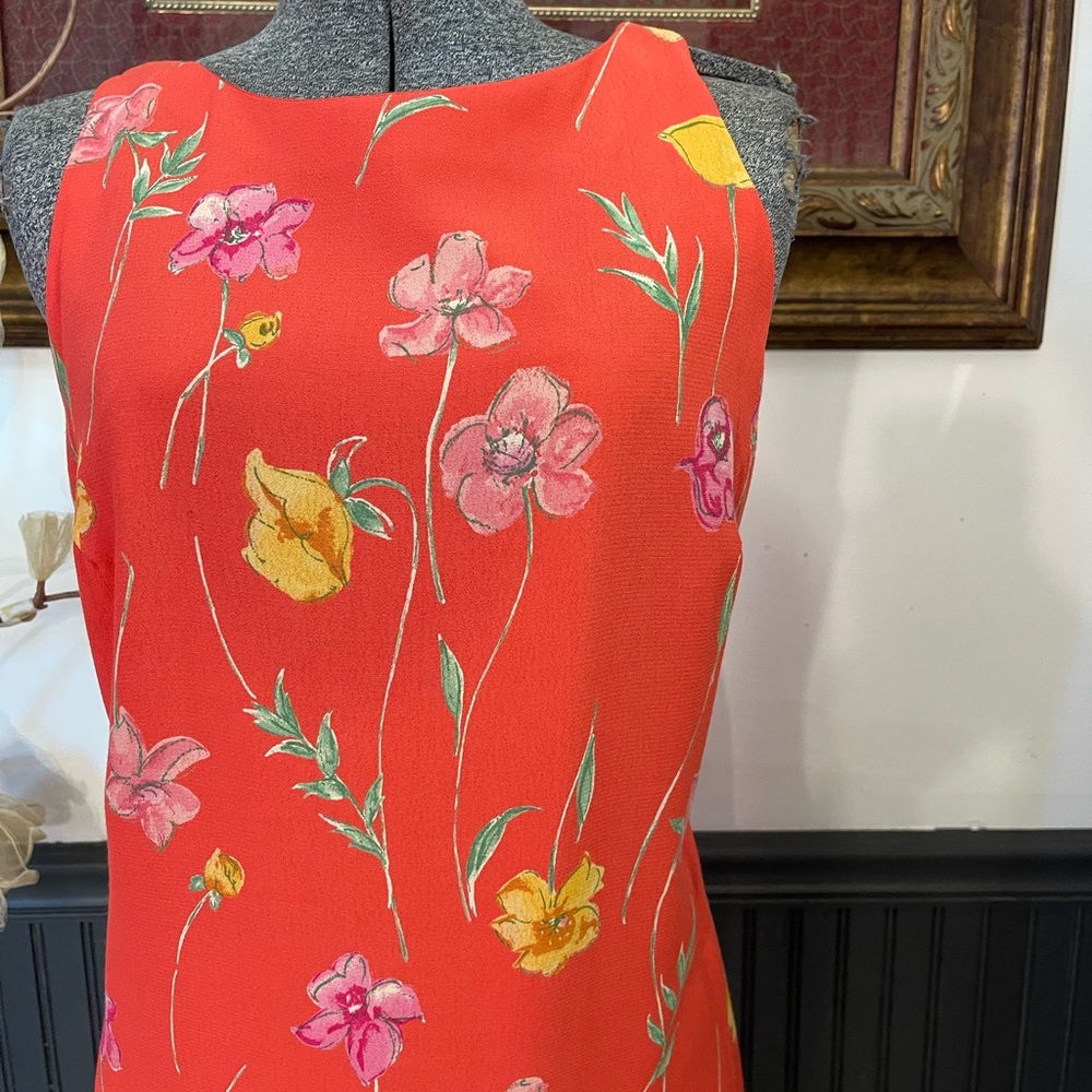 Vintage Plaza South Vibrant Floral Print Sleeveless Maxi Dress ~ Size 10💚🍄 - Picture 3 of 8